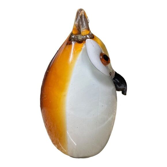 Vintage Brown & White Blown Glass Wide Eye Owl Paperweight Figurine 5 x2.5” MCM - Picture 4 of 8